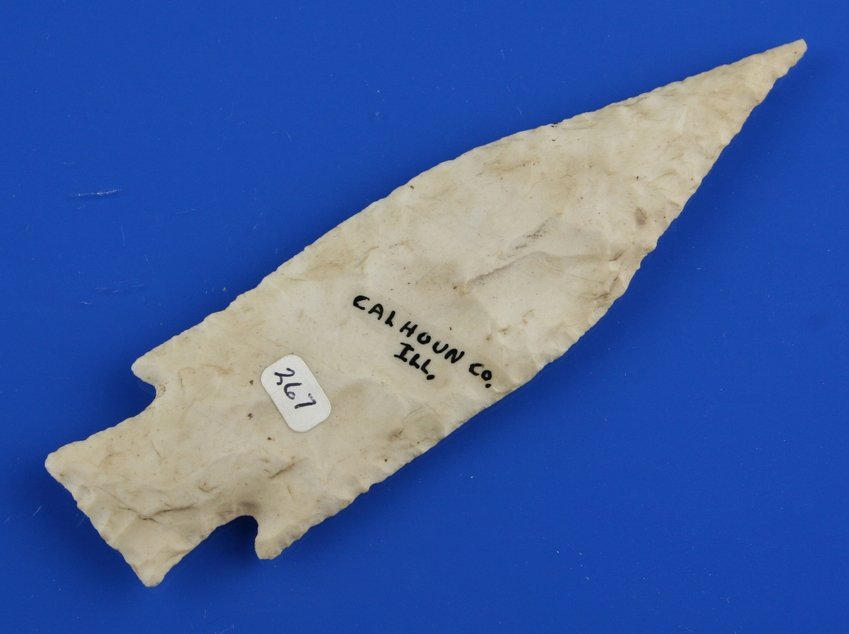 5 7/8" Etley: Burlington chert example from Calhoun Co., Illinois. Nice!