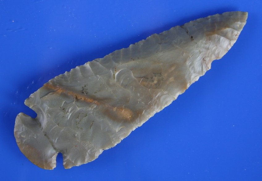 4 15/16" Dovetail - Davis 'G-8' COA: Fabulously glossy and colorful Carter Cave example with great translucency. Expert flaking / edgework. Ex- Irvin Daughtery. Ohio. (Should grade higher in our opinion).