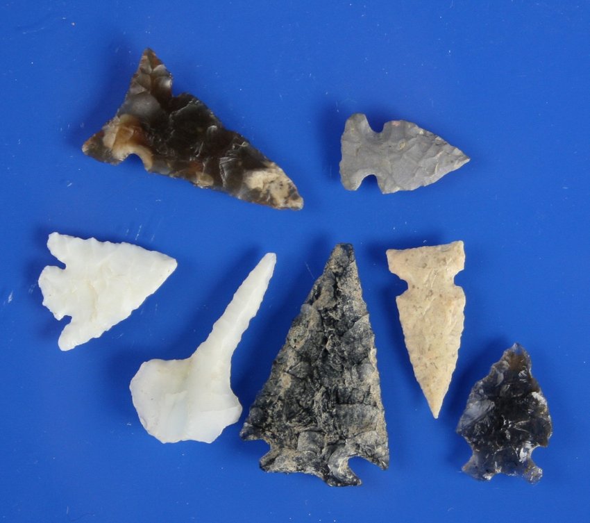 Mini Collection of 7 Gem Quality NW Points: Obsidian. Agate. Knife River, Obsidian. The drill is worth $30-40. by itself. From WA, OR, ID, etc.