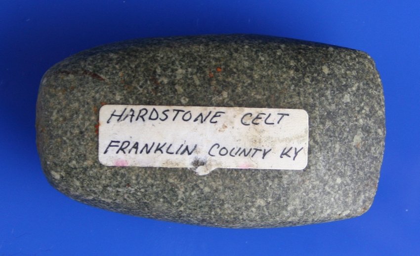 2 15/16" Celt: Ex - Clem Caldwell Collection celt from central kentucky. Nice material and all there!