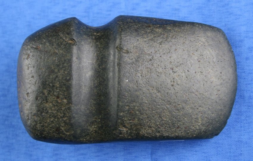 4 3/8" 3/4 Groove Axe: Diorite example from Pike Co., Illinois. Superb polish and form.