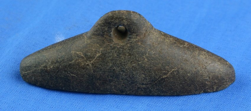 3 5/8" Boatstone - Partain COA: Excellent hardstone example from Brown Co., Ohio. Partain COA. Ex - paul Johnson Collection. Partain COA.