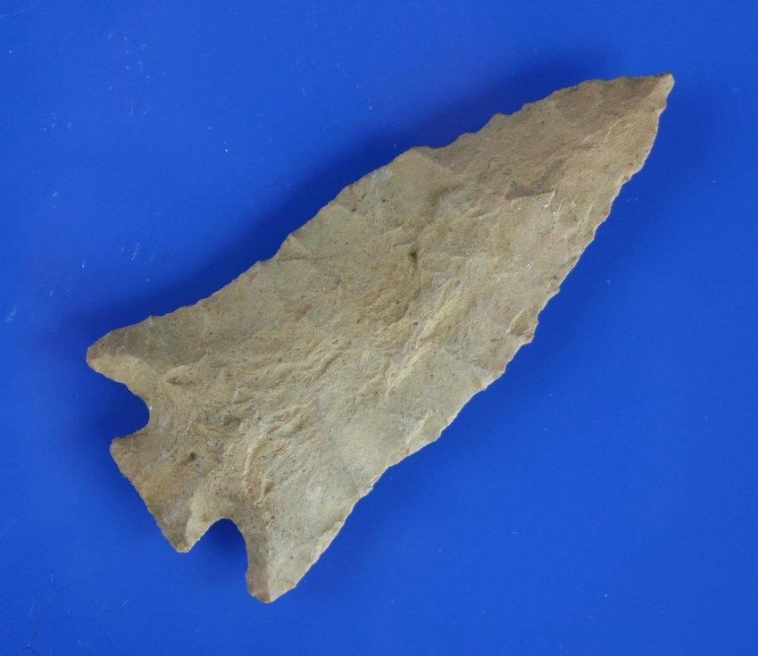 3 1/4" Eva: Ultra thin. Tan Fort Payne Chert. Ex- Joe Wright Collection. Waverly, Tennessee.