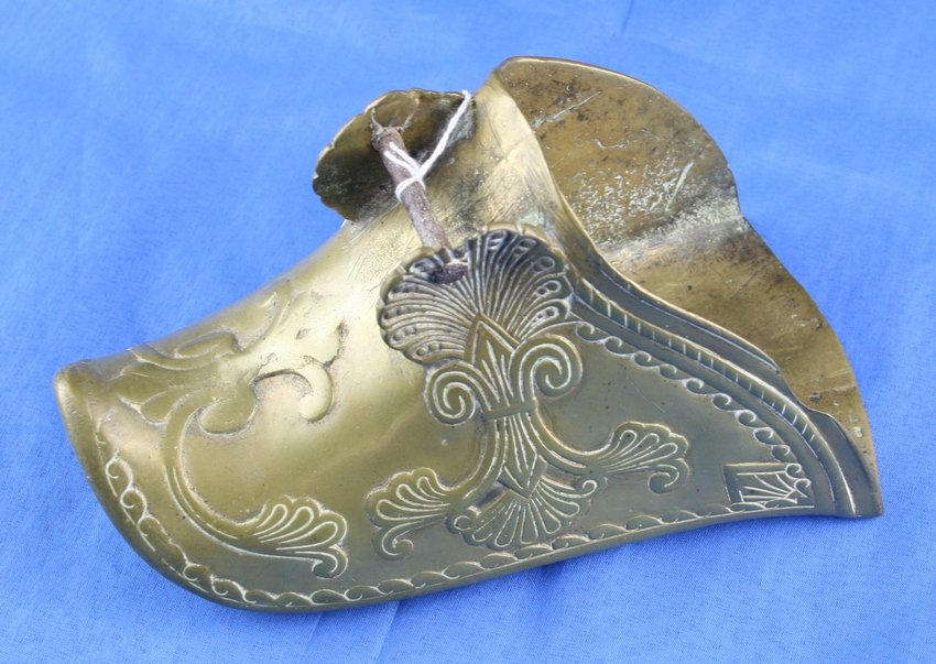 Antique Spanish Stirrup: Ornately made brass/bronze example dating to late 1700's/early 1800's. Incredibly conversation piece.