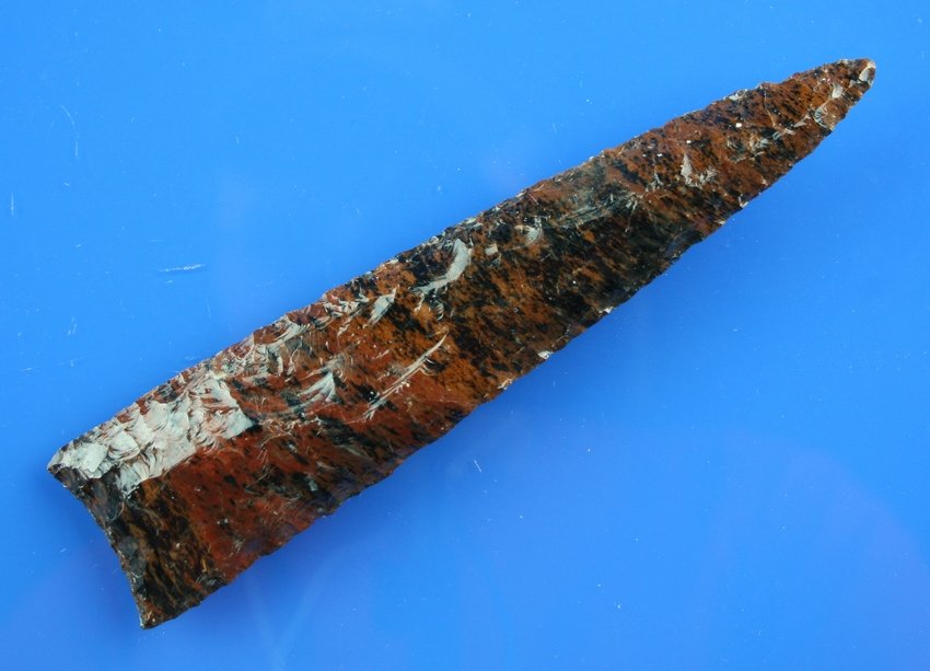 6 5/8" Ted Orcutt Blade: Formerly of the CLP Museum collection (Woodland, California) in mahogany obsidian. Nice display.