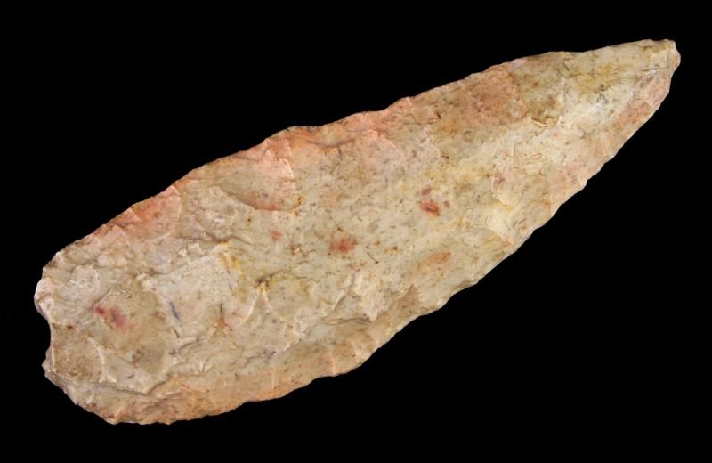 3 15/16" Archaic Knife: Fossil chert example found by Ernest Schug in Dodge Co., Wisconsin.
