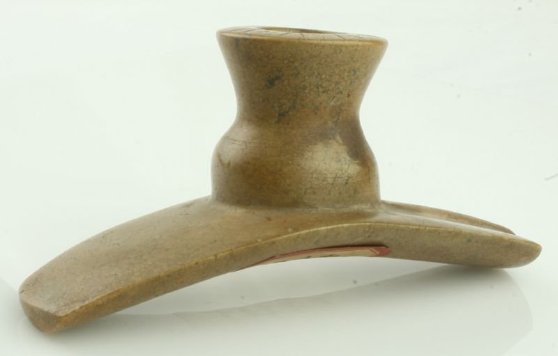 4 3/8" Hopewell Platform Pipe: Found on a farm near Ft. Ancient in Warren Co., Ohio. Pipestone. Nice!