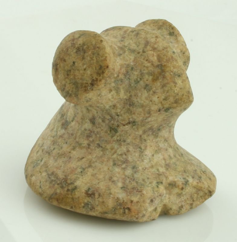 2 5/16" Popeye Bust Birdstone: Granite example from Ohio. Both holes busted.