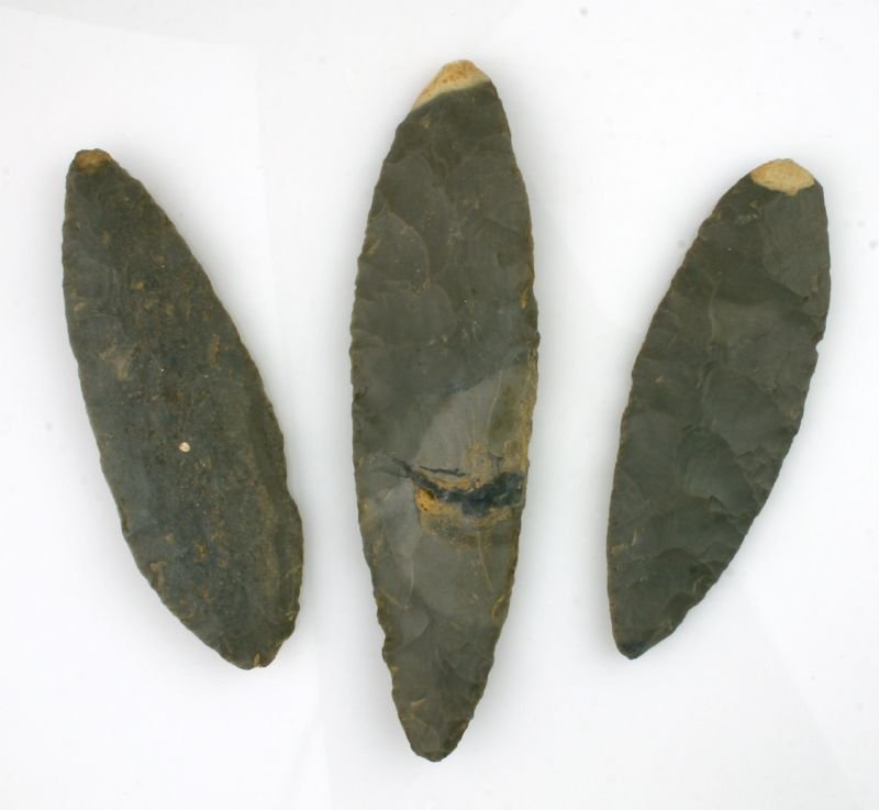 3 Nice KY Cache Blades: Largest 5 5/8". Kentucky chert.