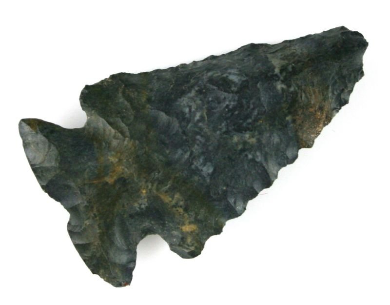 2 3/16" Notched Base Dovetail Ex - Hothem: Coshocton example formerly of the Lar Hothem collection and found in 1988 in Fairfield Co., Ohio.