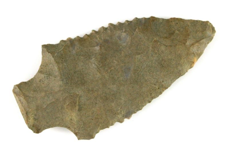 2 3/4" Serrated Pickwick: Nice example from Tishomingo Co., Mississippi formerly of the Jerry Dickey Collection. Dover Chert.