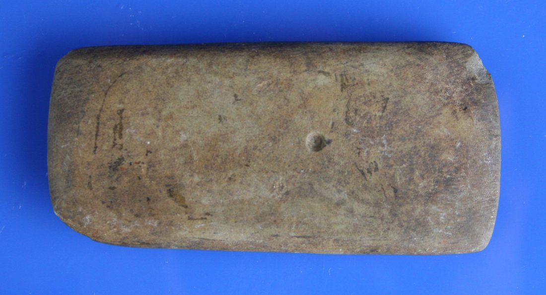 4" Adena Tablet/Undrilled Gorget: Nice example in a fine grained sandstone from Kentucky.