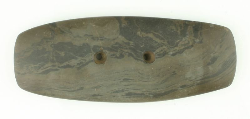4 3/8" Gorget: Banded slate from Miami Co., Ohio.