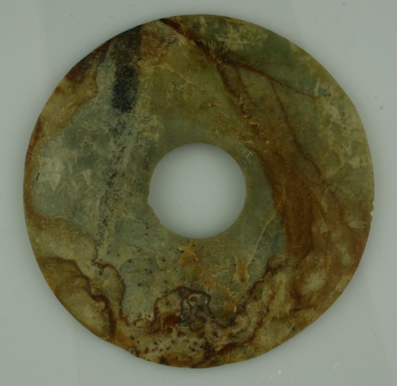 6 3/16" Chinese 'Bi': Exact age unknown. Pretty multicolored stone.