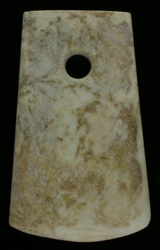 7 11/16" Chinese Axe: Hardstone example in cream. Exact age unknown.