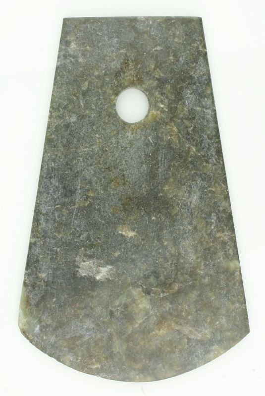 8 3/16" Chinese Greenstone Axe: Exact age unknown. Large example with good display. Greenstone.