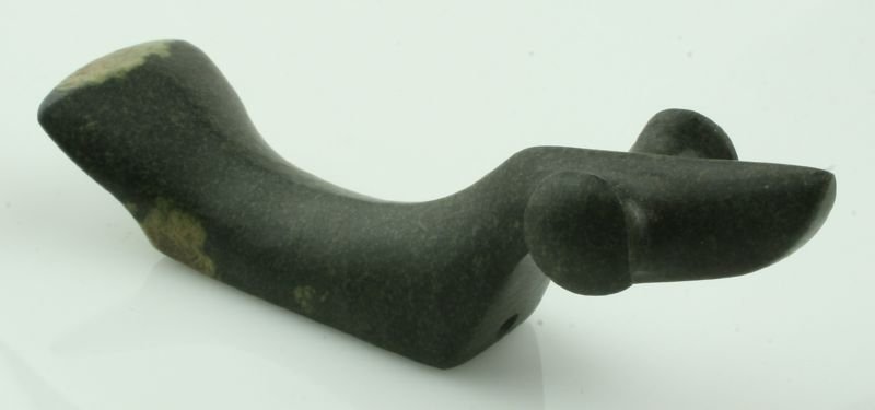 REPRO- 3 3/4" Popeye Birdstone: Black and White Porphry with excellent polish. REPRODUCTION.