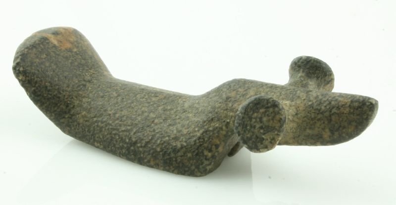 REPRO- 3 1/4" Popeye Birdstone: Granite example marked 'Lucas Co., Ohio' on an old tag. REPRODUCTION.