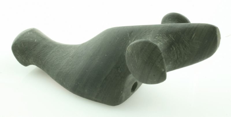 REPRO 3" Popeye Birdstone: Marked Montgomery Co., Ohio on an early tag. Banded Slate. Reproduction.