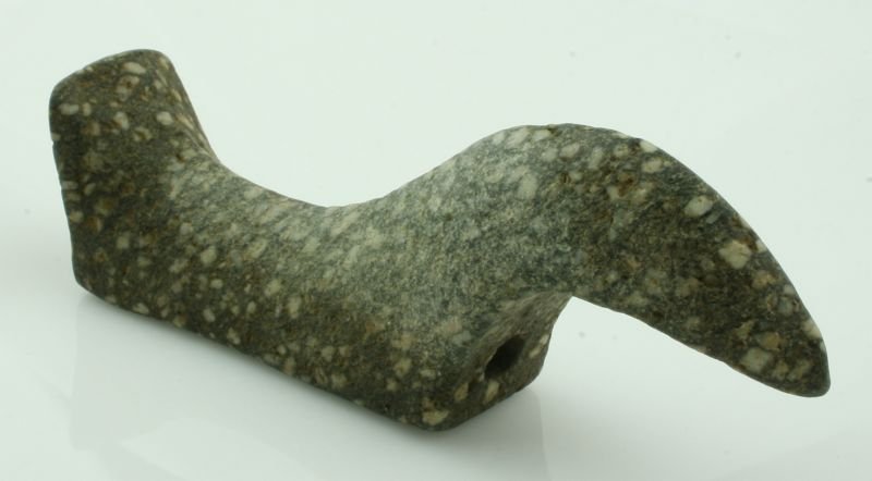 REPRO 4 11/16" Birdstone: Nice speckled Porphyry. REPRODUCTION.