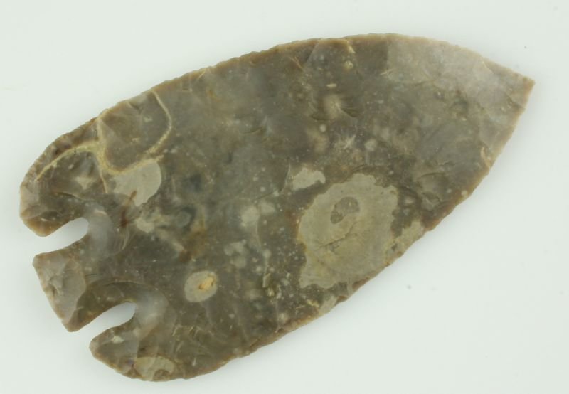 REPRO 5 1/2" Base Tang: Large example in Pedernales River Chert. Texas Style Reproduction.
