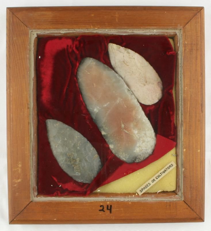 Frame of 3 Spades: Labeled found by T.F. Kouba in Franklin Co., Arkansas 1926. Nice old 11" X 12" wooden and glass frame included. Ex- Ted Kouba Collection. Not examined outside frame. Sold as Decorative.