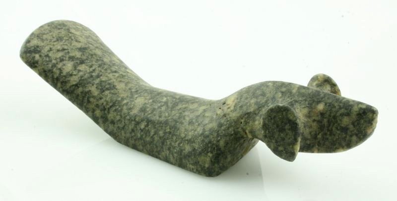 REPRO 3 7/8" Popeye Birdstone: Nice granite example marked 'Morgan Co., Ohio' REPRODUCTION