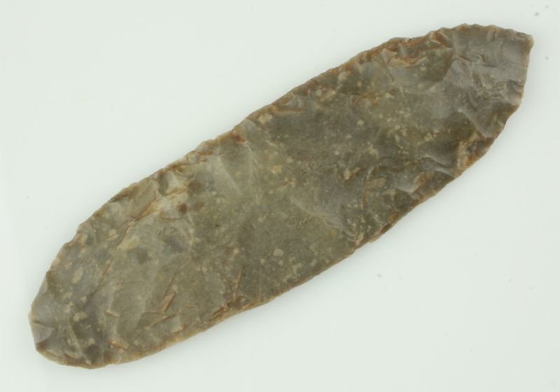 REPRO - 7" Caddo Style Dance Blade: Old Texas Collection. Pedernales chert with great size and form. Sold as decorative only.