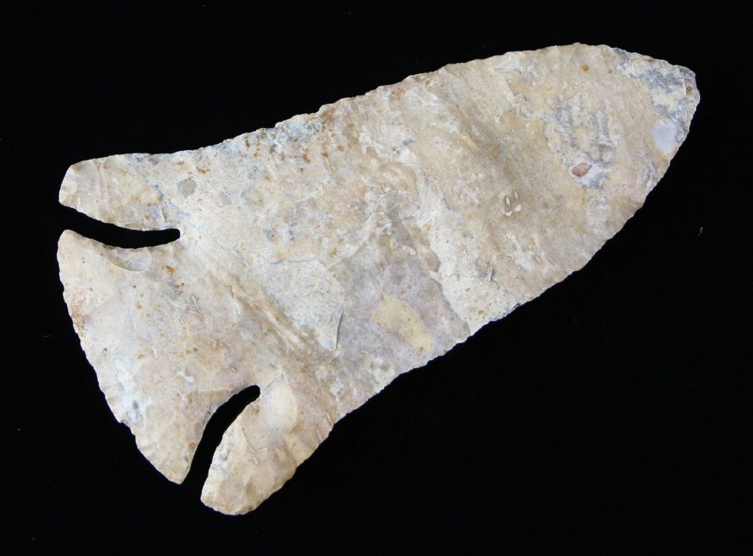 3 3/4" Lost Lake - Putty G-10, Jackson and Partain COAs: Fort Payne Chert example from Hardin Co., Tennessee. Ex - Walter Johnson Collection. Deep notched! Jackson, Putty G-10 and Partain COAs