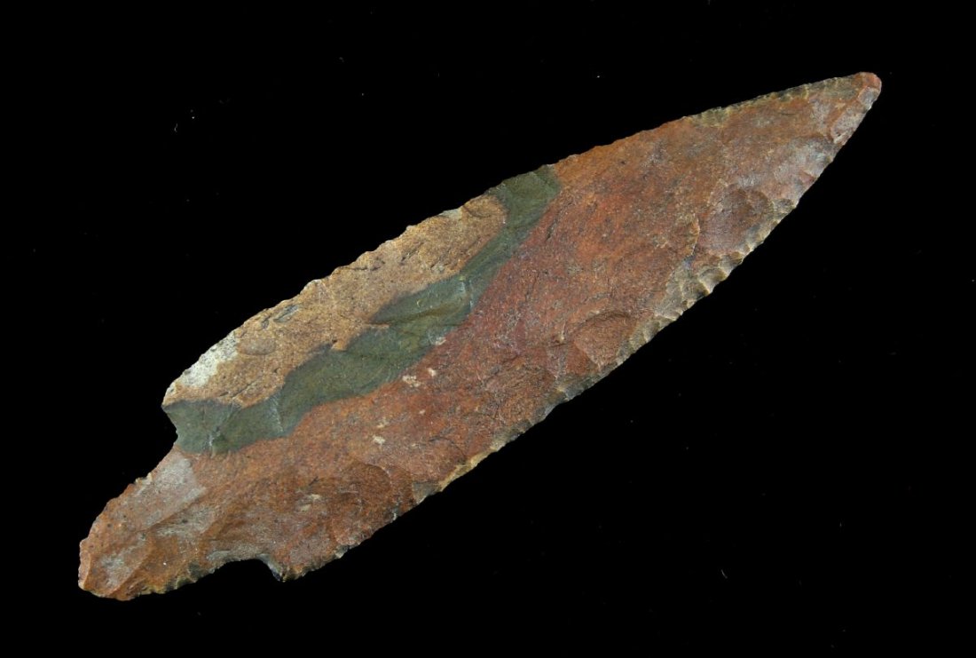 4 3/4" Adena - Putty & Partain COAs: Nice example in Horse Creek Chert found on the North Fork of the Forked Deer River in Gibson Co., Tennessee. Ex - Curtis Dawson Collection. Putty & Partain COAs.