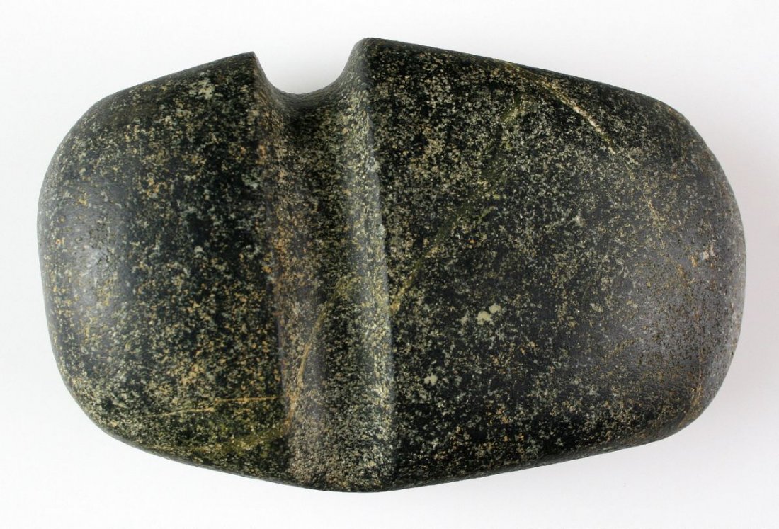 7 3/8" 3/4 Groove Axe: Stunning large axe with excellent surface polish. Dearborn Co., Indiana.