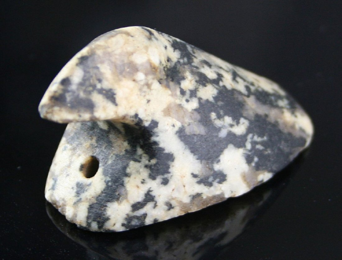 2 1/4" Bust Birdstone - COA: Nice granite example from Allen Co., Ohio formerly of the Robert George Collection with a COA from 'Bannerstone' Tom Schenk.