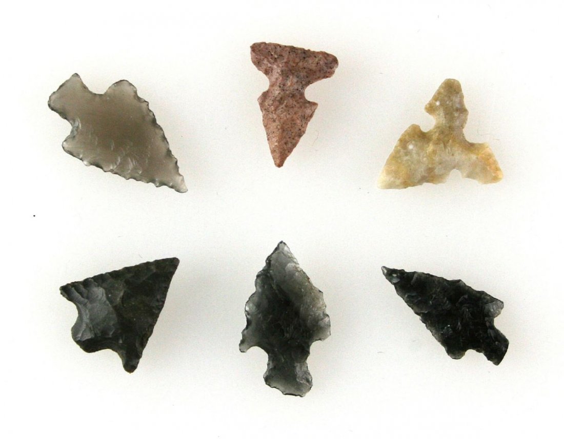 6 Nice NW Coast Birdpoints: Obsidian, chert, jasper represented. WA/OR types.