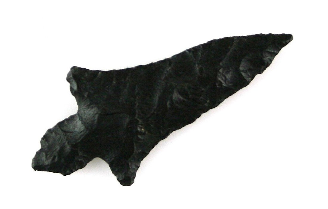 Huge 1 3/4" Hayes - Ex- Kevin Pipes Collection: Great size and symmetry. Thin and superb. Made of Jet Black Pitkin Chert. Good as they get. Ex- Kevin Pipes Collection. Found in Arkansas.