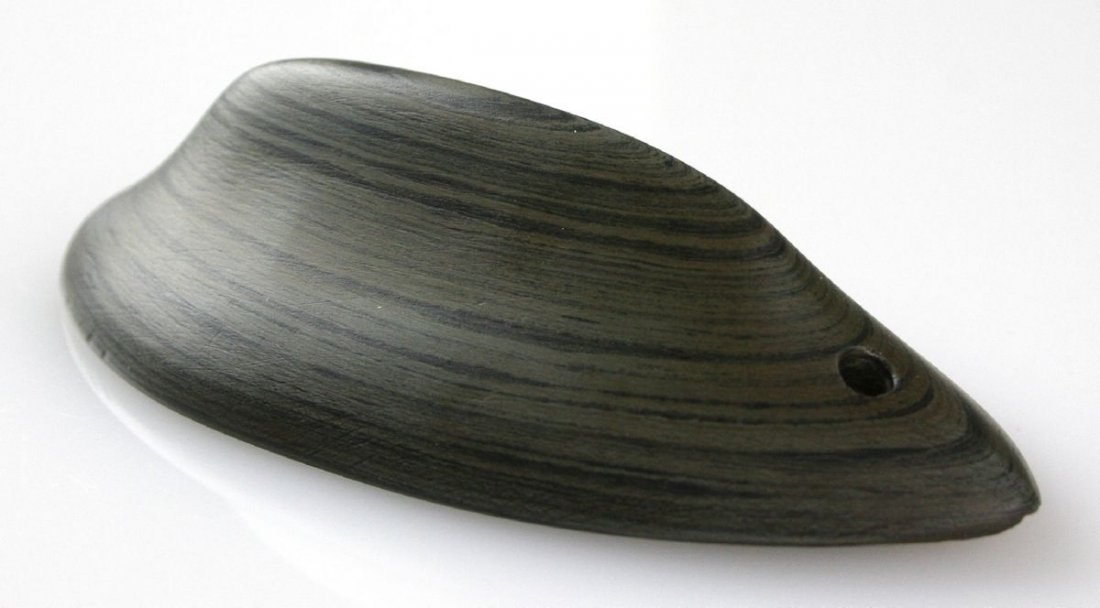 3 7/8" Keeled Boatstone/Ridgeback Gorget: Green Banded Slate example from Williams Co., Ohio. Marked '2441'.