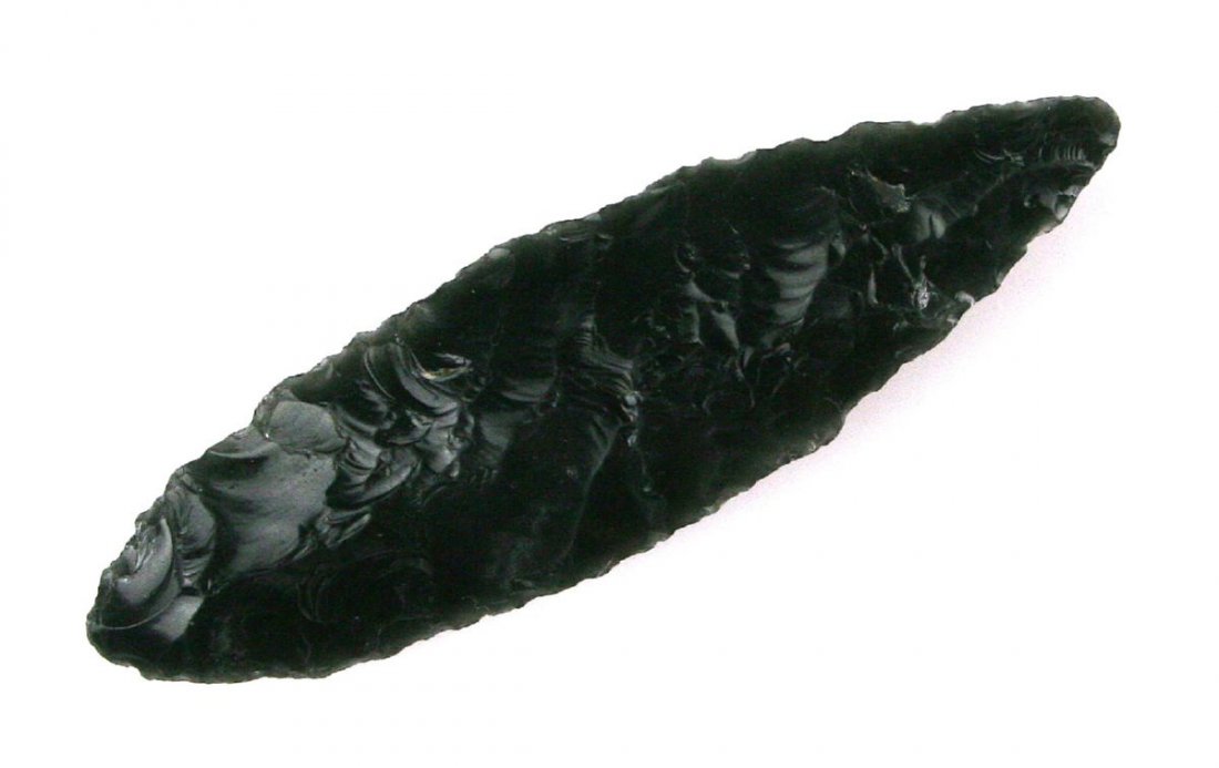 2 9/16" Cascade: Obsidian example found in Lake Co., Oregon between 1940-1965 by Reg Seely. Nice!
