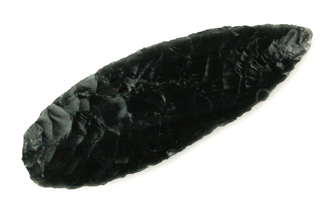 2 5/8" Cascade: Obsidian example from Lake Co., Oregon Ex - Reg Seely Collection 1940-1965.