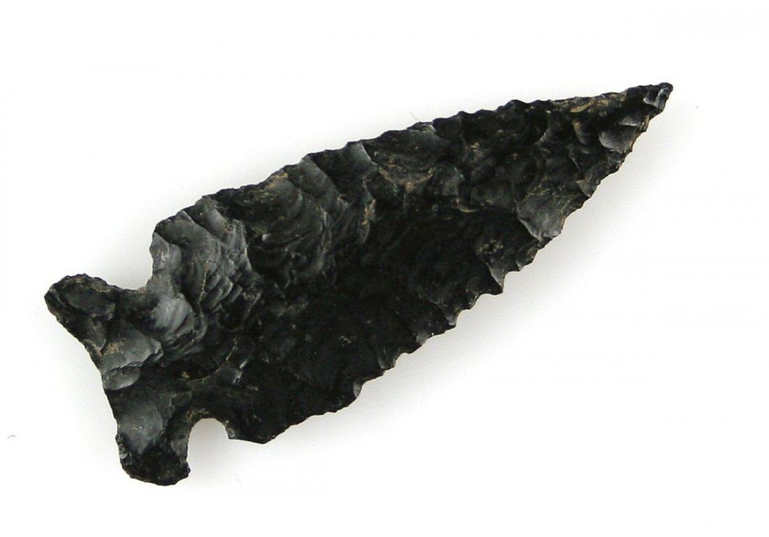 1 11/16" Bitterroot: Nice obsidian example from Southern Idaho. Finely flaked.