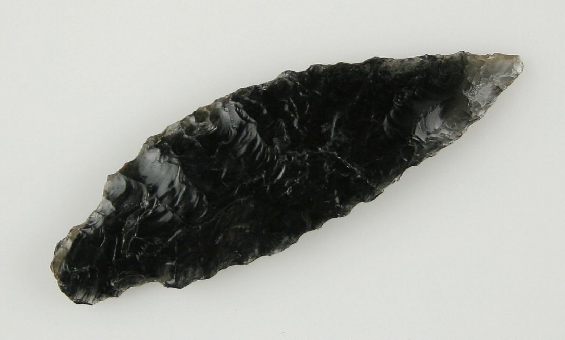 2 7/16" Parman - Presley COA: Found by Denny Presley in the 1960's in Harney Co., Oregon along Stinking Water Creek. Translucent with clouds obsidian. Presley COA