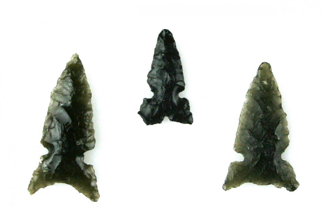 3 Birdpoints: Obsidian examples from Eastern Oregon found between 1950-1960 by the Webb Family.