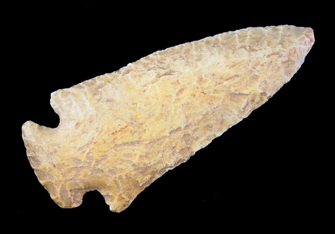 3" Dovetail: Cream fossil chert example from Sauk Co., Wisconsin. Nicely flaked.