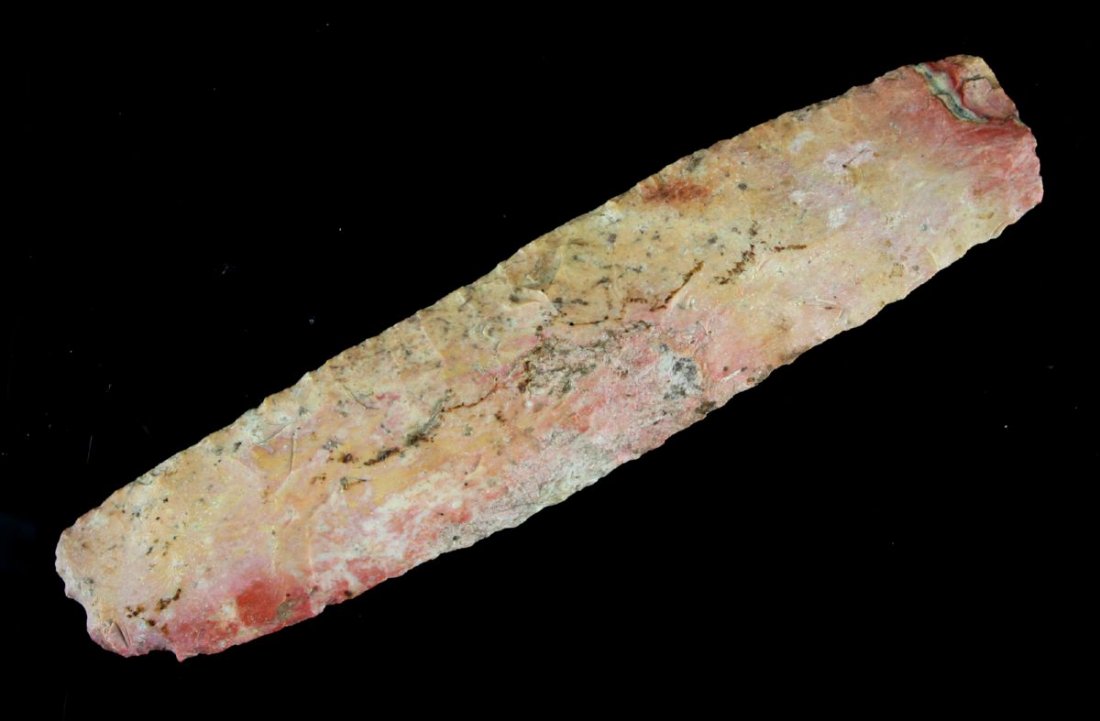 5 7/8" Lamine Knife: Missouri Strawberry chert example from the eastern edge of the Great Plains! Big!