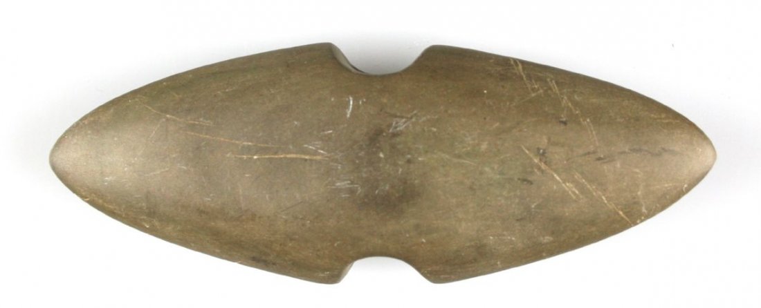 5"x1 7/8" Winged Bannerstone Davis G-10 COA: Super nice example from Huntington Co., Indiana. Davis G-10 COA. Slate.