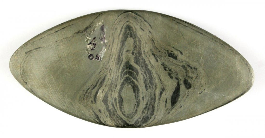 2 11/16"x 5 3/4" Winged Bannerstone: Super nice example from Saginaw Co., Michigan. No Brainer.