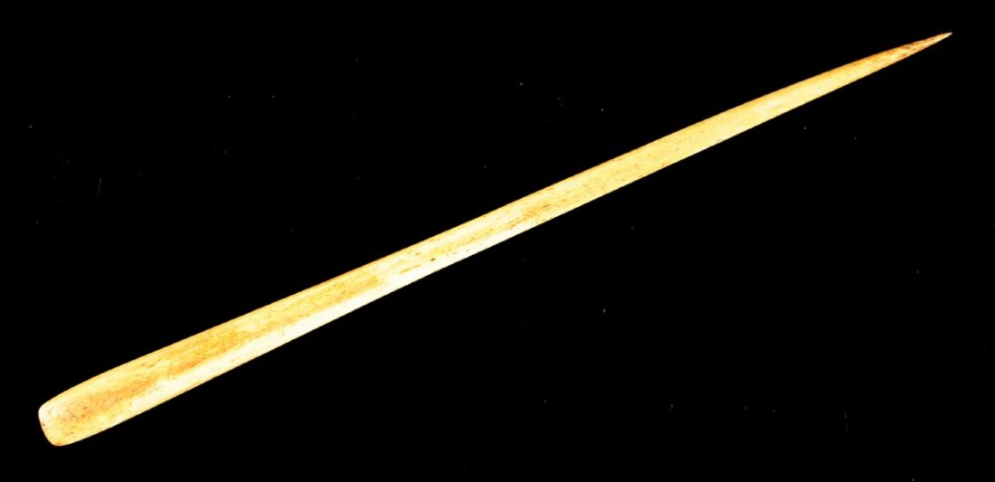 7 9/16" Alaskan Inuit Bone Hairpin: Excellent polish on this example. Perfect!