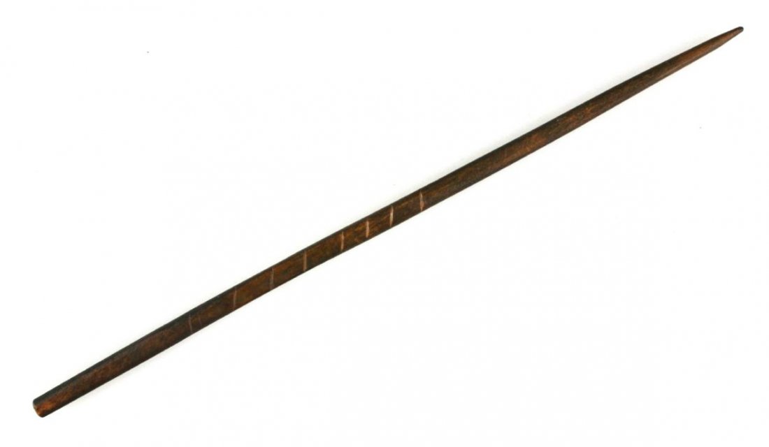 8 1/4" Engraved Alaskan Inuit Bone Hairpin: Nice long perfect example with engraved lines. Very nice!
