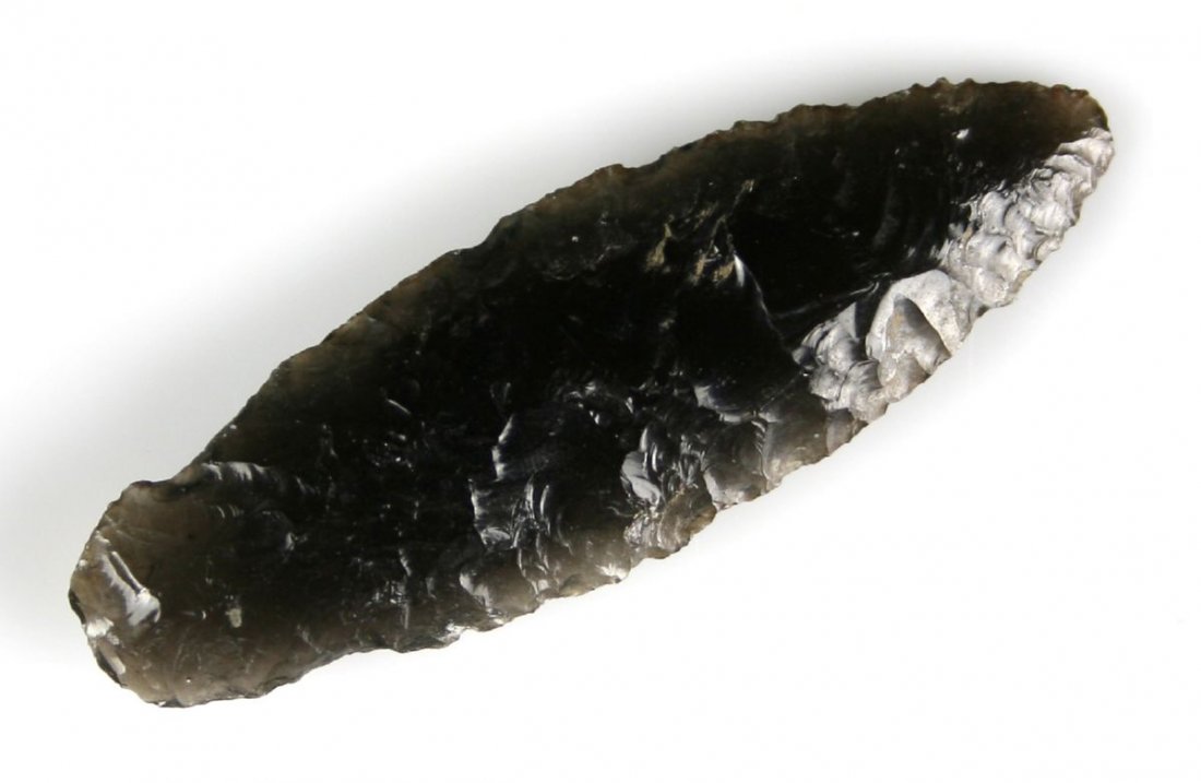 2 9/16" Stemmed Dart: Obsidian from Oregon. Ex - Reg Seely Collection.