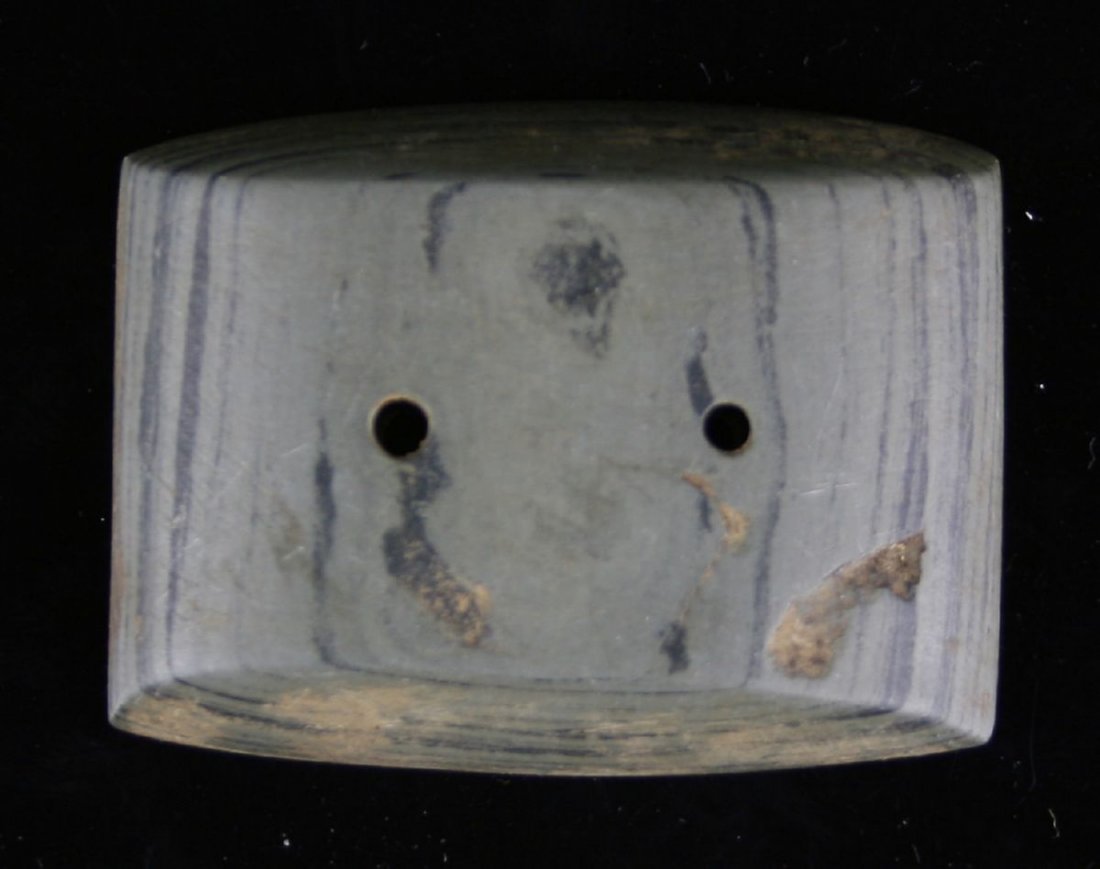 2 5/16" Semi-Keeled Gorget: Green Banded Slate example from Ohio.