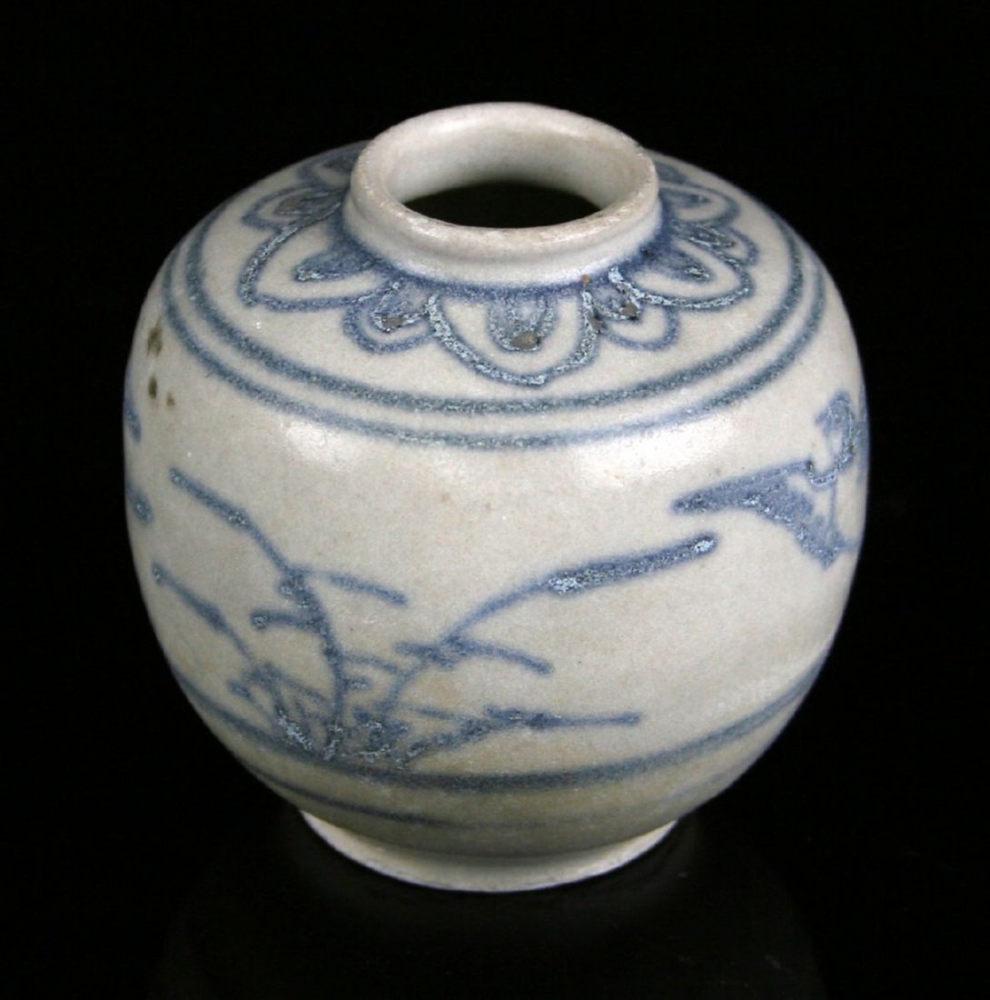 2" 15th Century Vietnamese Jarlet - Hoi An Hoard: Hoi An Hoard jar recovered from Vietnamese cargo vessel dating to 15th/16th century AD. RARE