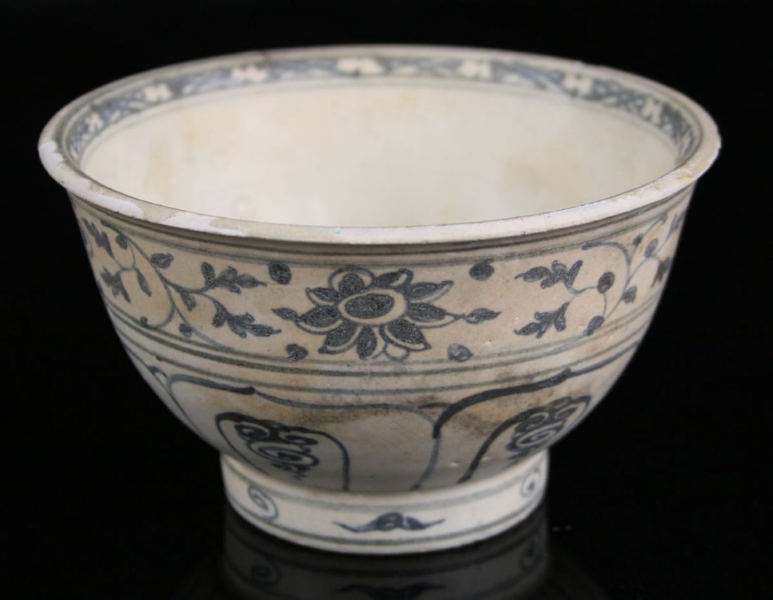 5 1/4" 15th Century Bowl: Vietnamese example from the Hoi-An Hoard shipwreck recovered off the coast of Vietnam. 15th/16th Century AD.
